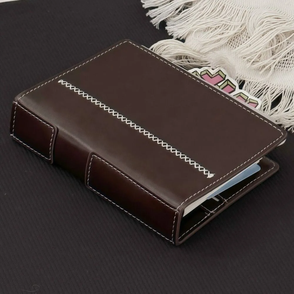 Portable Retro Brown Loose-leaf Notebook PU Leather A7 Travel Journal DIY Scrapbook Diary Book Travel Use