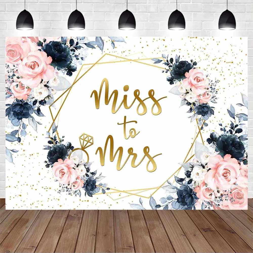 Mocsicka chá de panela pano de fundo miss a sra. azul marinho e rosa flores anel dourado fotografia fundo photo studio photocall