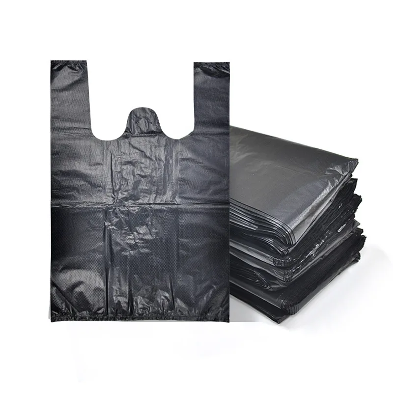 Thickened Garbage Bag Vest Style Household Oversized Commercial Handheld Black Plastic Bag Kitchen Disposable Wholesale