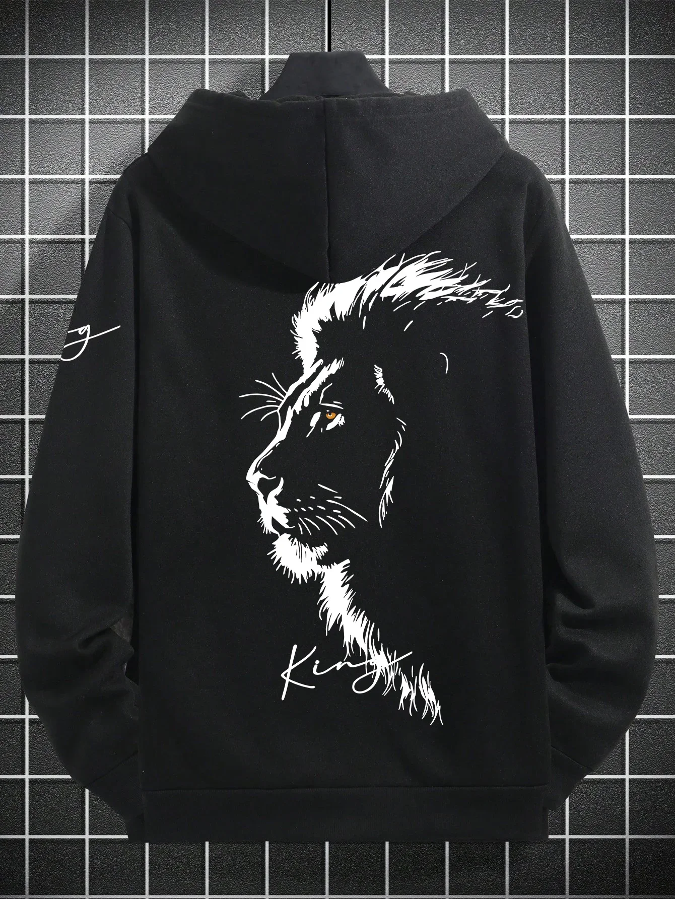 Men's Hooded Fleece Sweatshirt Autumn Streetwear Essential Versatile Lion King Hoodie Suitable for Daily Wear Hip Hop Style