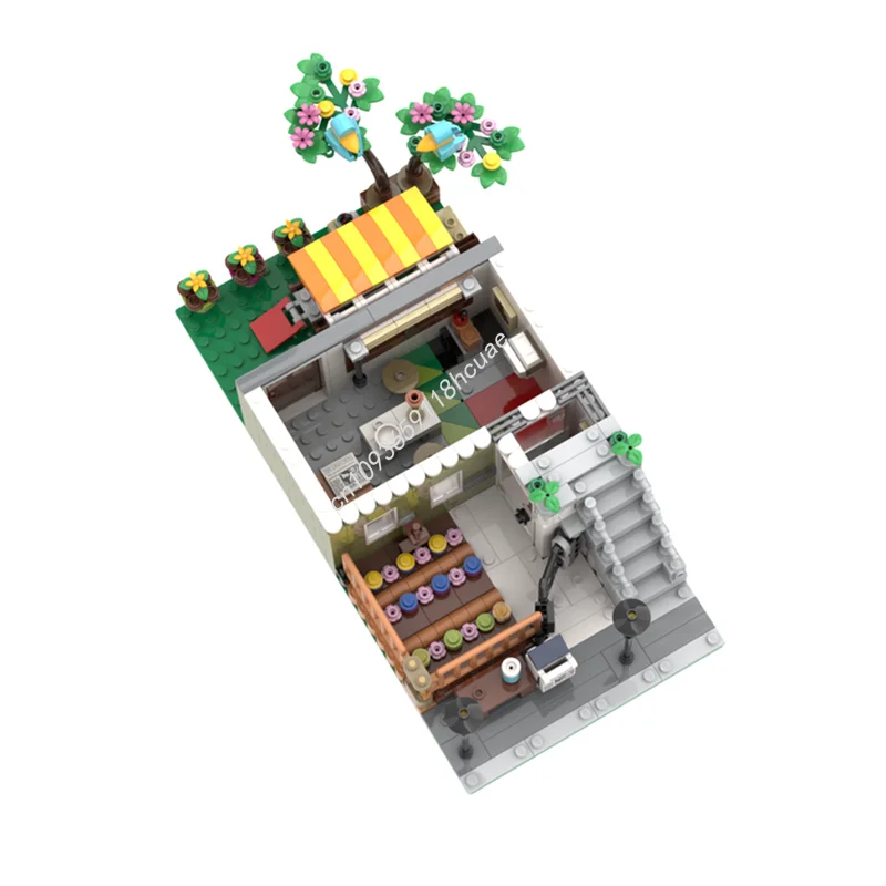 1122 pz MOC Cocktail Bar Downtown Noodle Shop Modello Building Blocks Architettura Assemblare Regali Di Natale FAI DA TE Idea Giocattolo Creativo