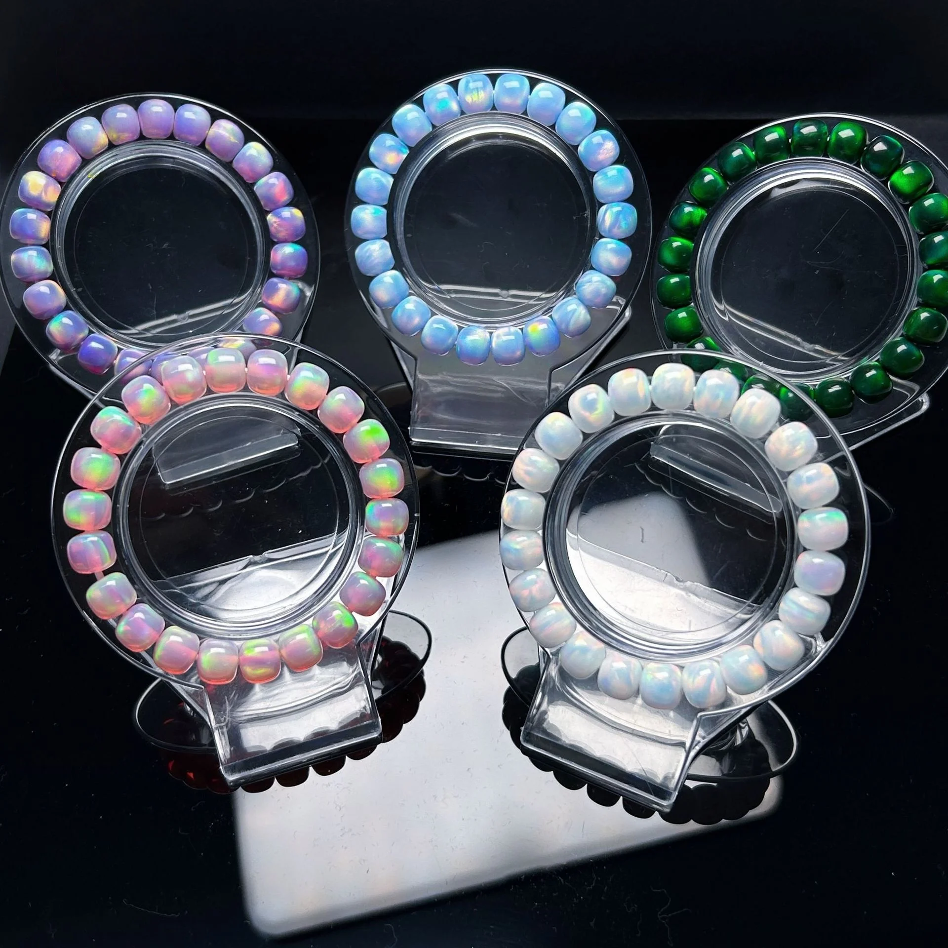 

Lab Created opal Bracelet Green Blue Red Yellow Pink Cushion Ball Mixed Color Bead Wholesale Price for woman Gift Girl present