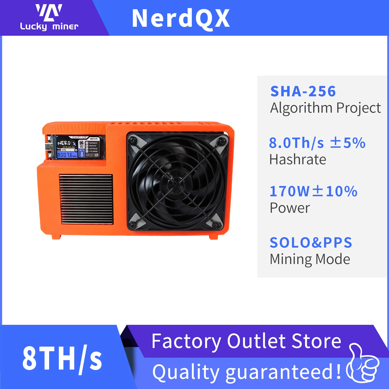 

NerdQX BM1370 Open-Source Mini ASIC Bitcoin Miner 8Th/s 170W Low Power Solo Mining Machine 2026 All Eyez On NerdQX