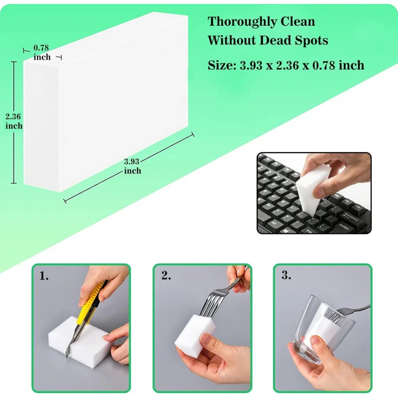 100Pack Magic Sponge Eraser, Melamine Sponge Foam, Multi-Functional Household Cleaning Sponges for Dish, Bathroom, Bathtub,Cup - view 6