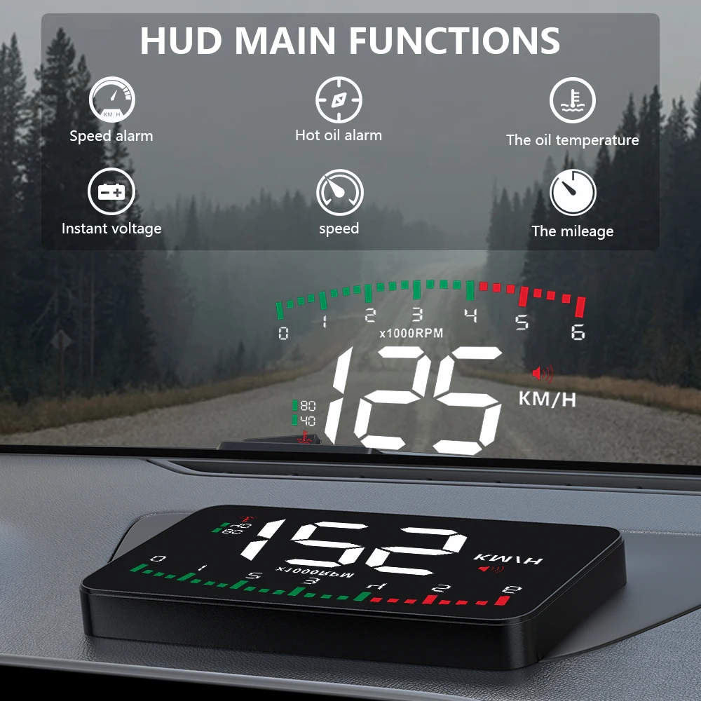 A900 Car Hud Display Speed Projector Alarm OBD2 Head Up Display Speedometer Electronic Accessories KMH MPH Water Temperature