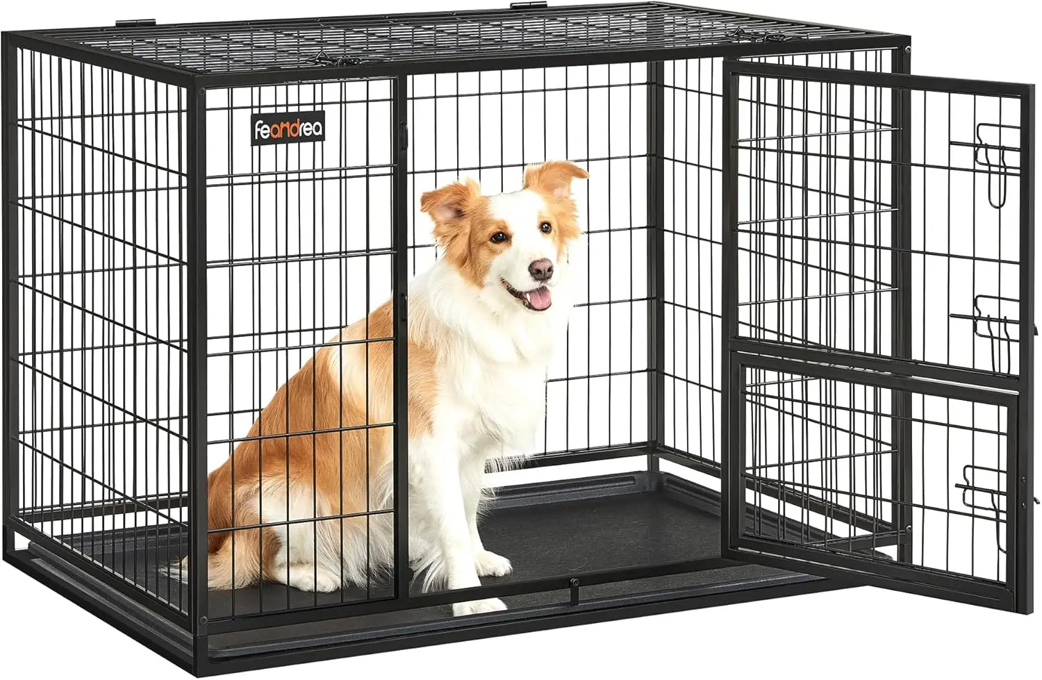 Feandrea Heavy-Duty Dog Crate, Metal Dog Kennel and Cage with Removable Tray, XL for Medium and Large Dogs,