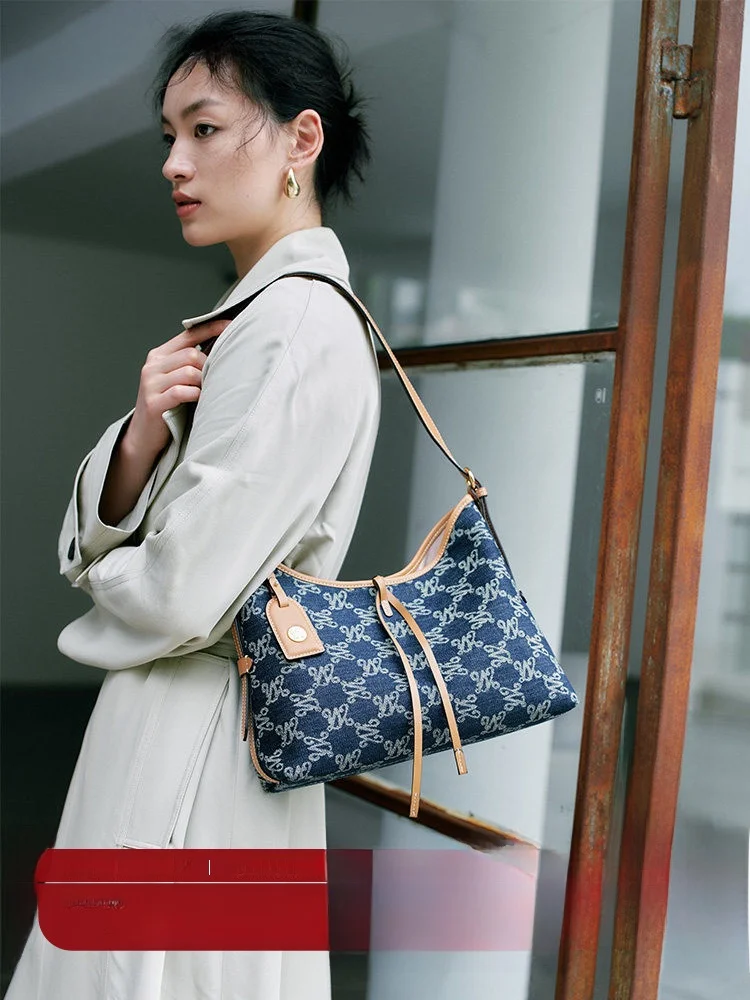 

Wanlima Women's Denim Tote Bag Large Capaci Maternal Underarm Bag Single oulder Crossbody Handbag Faion Trend Magnetic ...