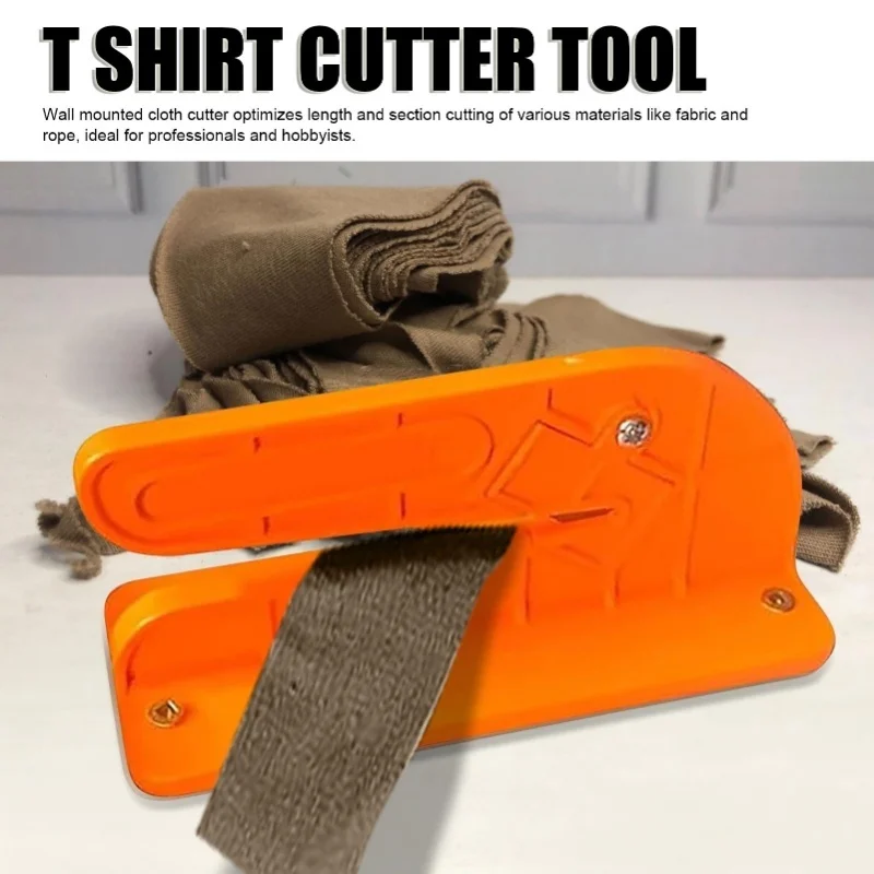 

D2 2PCS Wall Mounted Rag Cutter Fast Cutting Cloth Cutter Easily Cut Old Sheets T Shirts Towels Orange Wall Mounted Rag Cutter