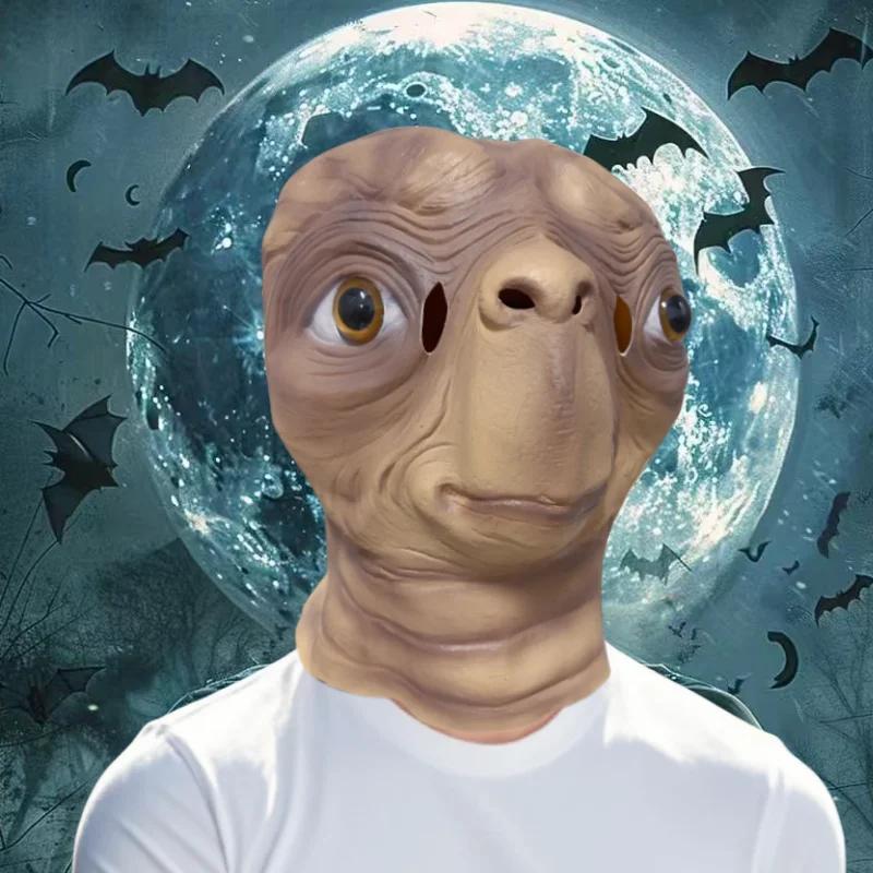 A Halloween Prank Alien Latex Mask, Full-Face Headgear Featuring a Realistic and Cute Alien, Suitable for Halloween Costume Part