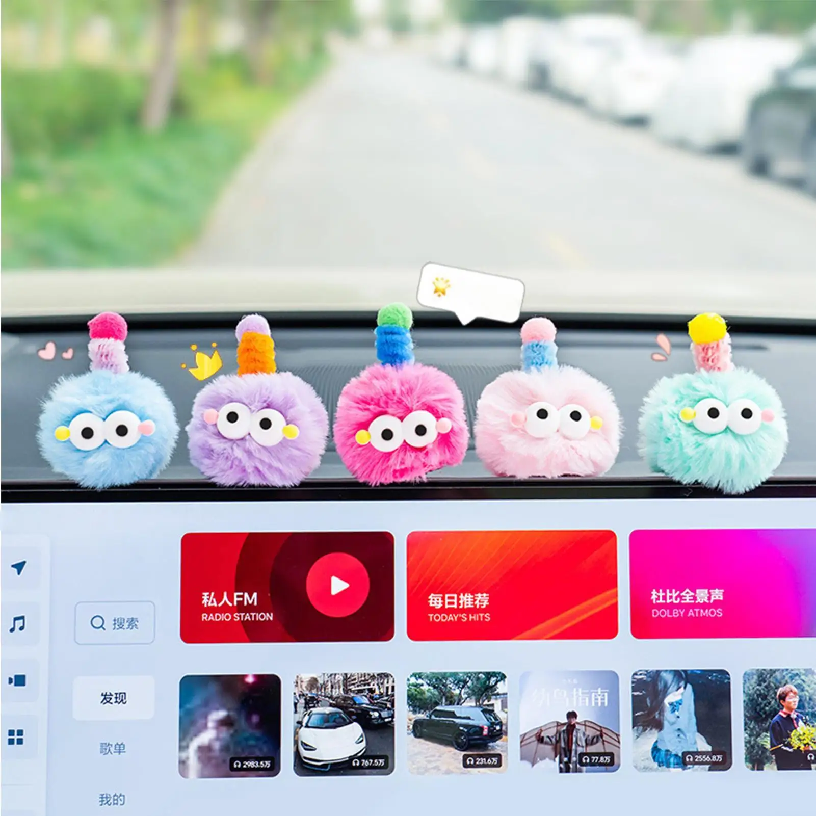 

Car Ornaments For Dashboard 5 Pieces Cute Coal Ball Decorative Ornament Plush Dashboard Decoration Automotive Interior