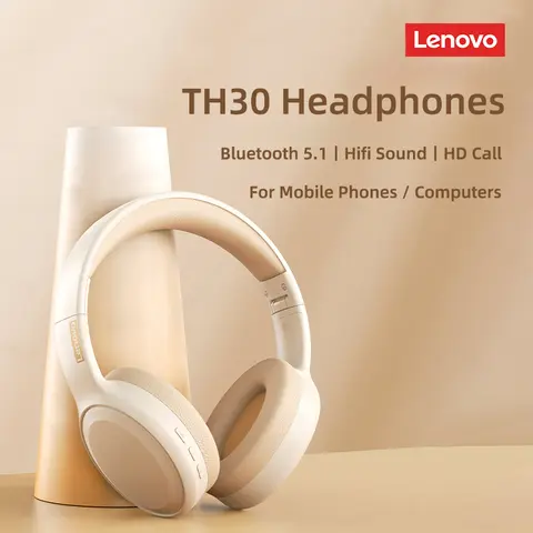 Lenovo TH30 casque sans fil Bluetooth 5.1 Hifi son musique casque de jeu sport écouteurs HD appel avec micro écouteurs originaux