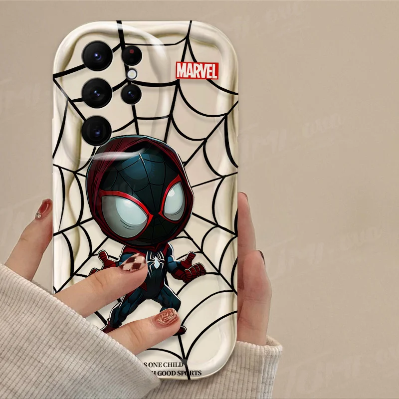 Marvel Spider Man Clear 3D Wave Case per Samsung Galaxy S24 Ultra S23 S22 Plus S21 S20 FE A25 A55 A35 A15 A05 A05S Soft Cover