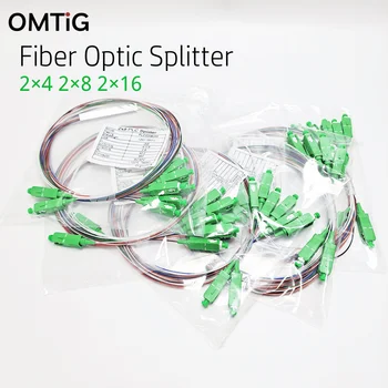 OMTiG 10pcs color Fiber optic splitter SM single mode SC/APC PLC 2X4 2X8 2X16 0.9mm FTTH G657A1 LSZH 1m