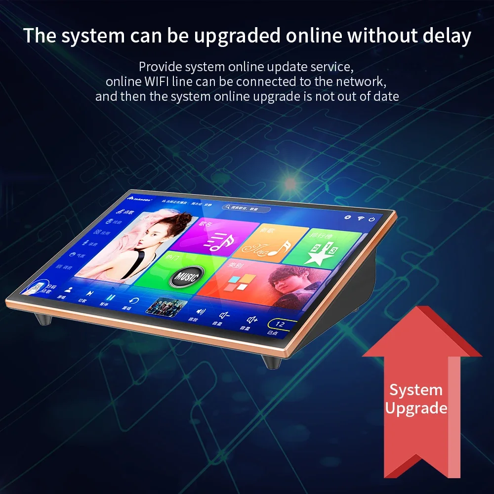 2024 InAndOn آلة الكاريوكي واي فاي 19 بوصة تعمل باللمس 8 تيرا بايت نظام الكاريوكي KTV الغناء مشغل الكاريوكي مع الميكروفونات