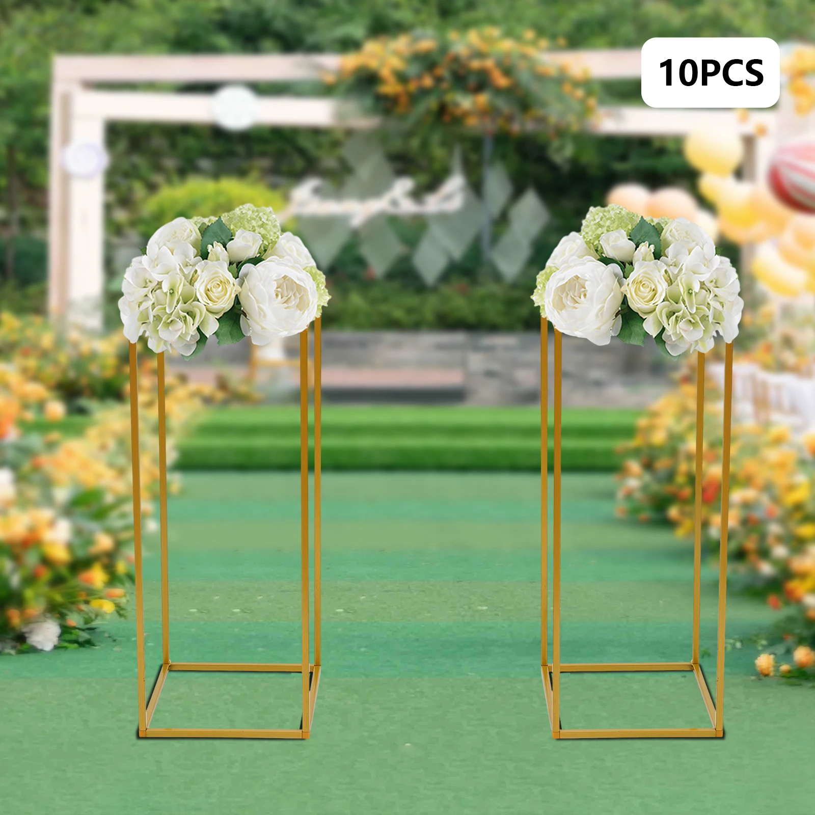 10PC 23.6 in Tall Gold Metal Flower Stand for Wedding Table Centerpieces Decor