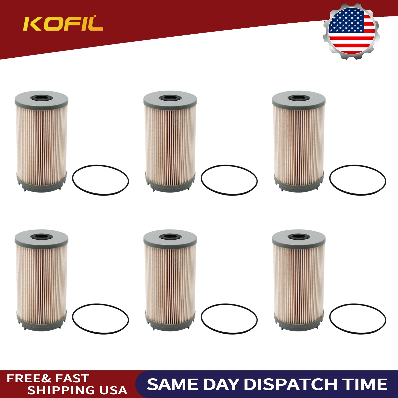

6pcs K37-1004 Fuel Filter for 2010-2014 Peterbilt DAF Kenworth Trucks EPA MX13 Euro 3 MX13 Replace PFF61653 PF9928 FS36401