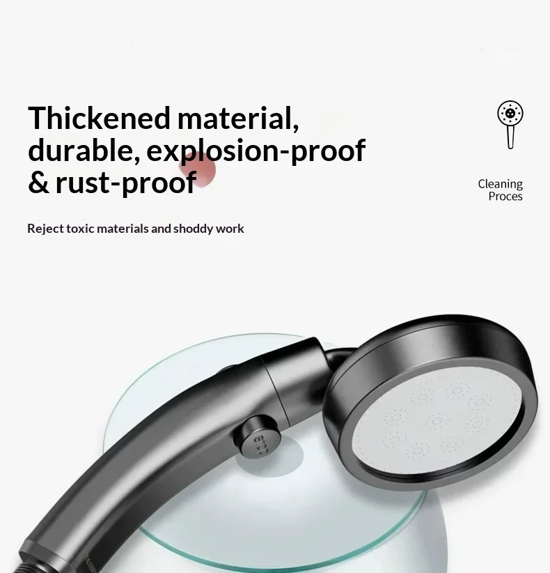 Verstellbarer Handbrausekopf mit Hochdruck-Duschsprüher und Ein-Klick-Wasserstopp-Düse für Haushalt und Badezimmer – Detail 16