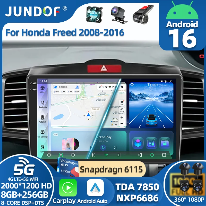 Android 16 Car Radio For Honda Freed 1 Spike 2008 - 2016 GPS NAVI 4G LTE 5G WIFI QLED Head Unit BT Multimedia Video Player 2DIN