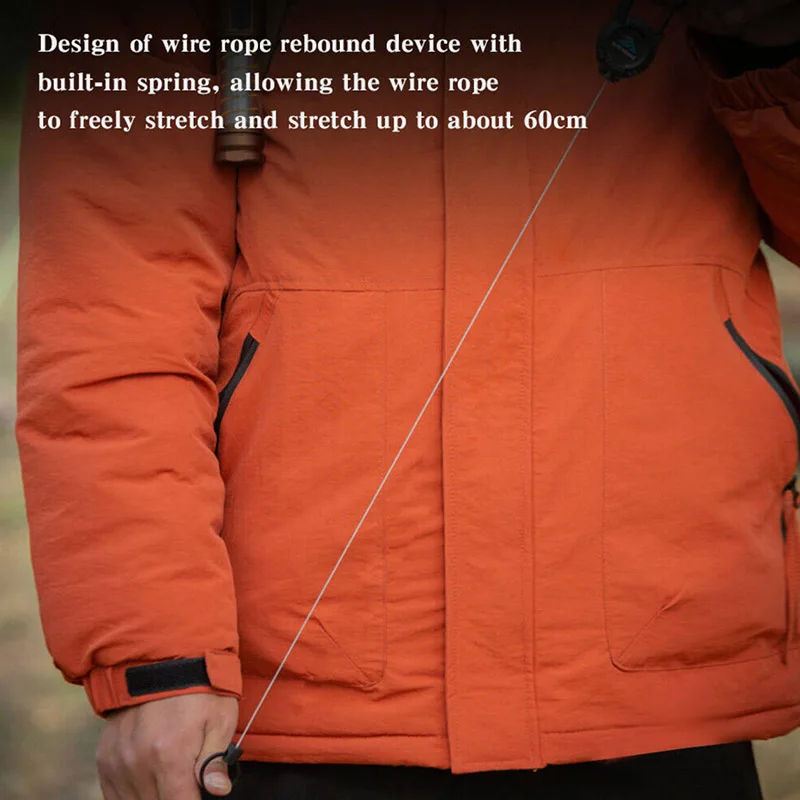 Outdoor Wire Rope Keychain Easy-to-pull Buckle Anti-lost Outdoor Mountaineering Lanyard Tactical Rebound Stretch