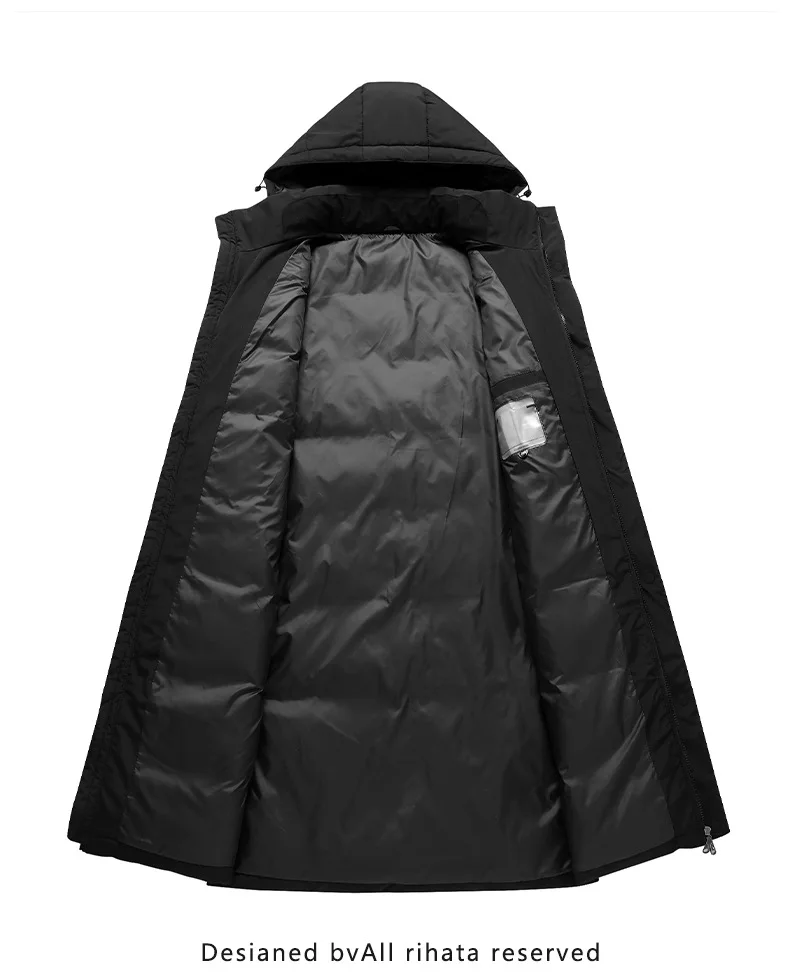 New Winter Men Hooded Long Duck Down Coats Couple Puffer Jackets Quality Male Over The Knee Casual Jackets Thicker Warm Coats 3X