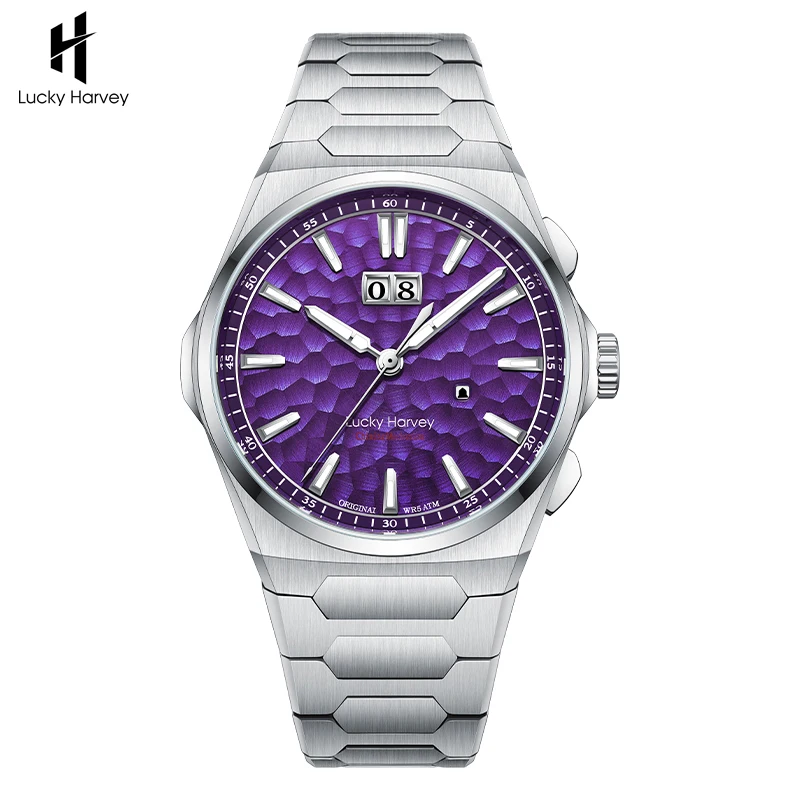 Lucky Harvey Limited Edition Hammer Pattern Chiming Men Watches Automatic Mechanical Self-sounding Chiming Date Watches For Man