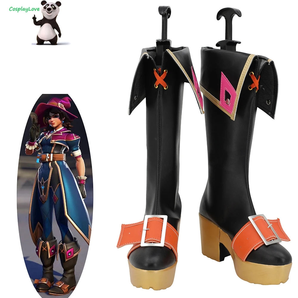 คอสเพลย์เลิฟ OW GAME คิริโกะรองเท้าบูทยาวสีดำรองเท้าคอสเพลย์หนังสั่งทำพิเศษสำหรับคริสต์มาสฮาโลวีน