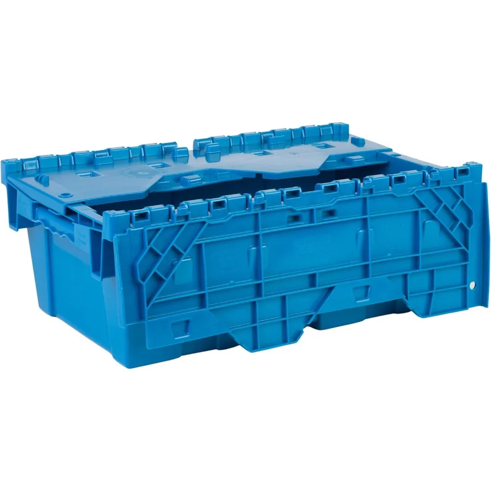 Contenedor de distribución de bolsa de almacenamiento de 19,6 x 11,6 x 7,3 pulgadas (3,7 galones, paquete de 5) con tapa adjunta con bisagras, azul