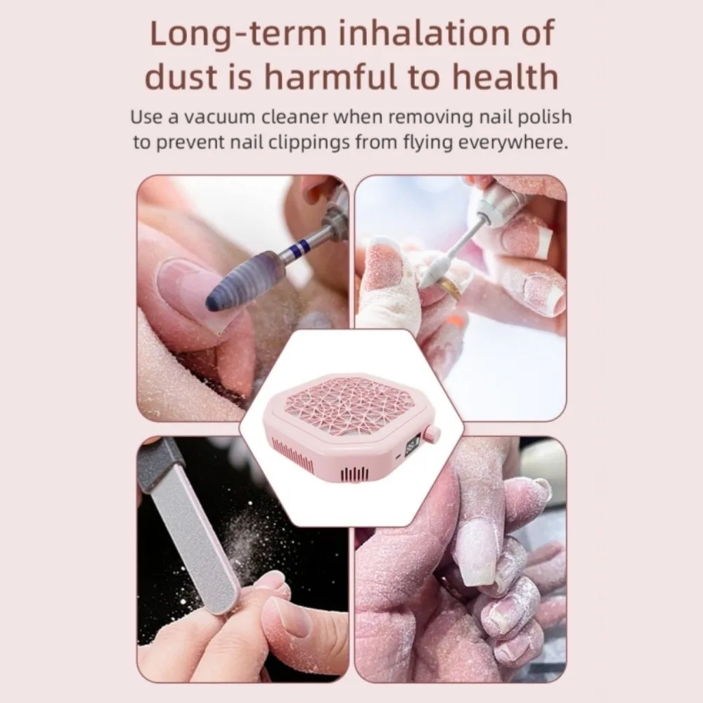 

Strong Suction Nail Vacuum Cleaner Reusable Filter High Efficiency Nail Dust Collector Electric Rechargeable Battery