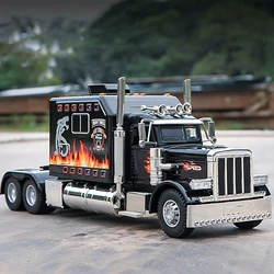 Peterbilt-Coche de juguete de aleación para niños, modelo de coche con volante, sonido y luz, tractor, juguete coleccionable, regalo de cumpleaños, 1:24, 389