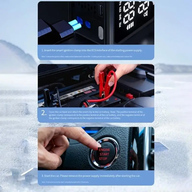 J0MA Large Power 12V Jump Starter with Fast Inflation Function Suitable for Flat Tires