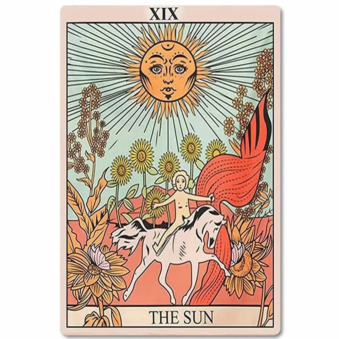 

Vintage Tarot Card Vintage metal Hanging Plaque The Sun Retro Wall Decor Home Bar Home Cafe Bedroom Living Room Wall Decoration
