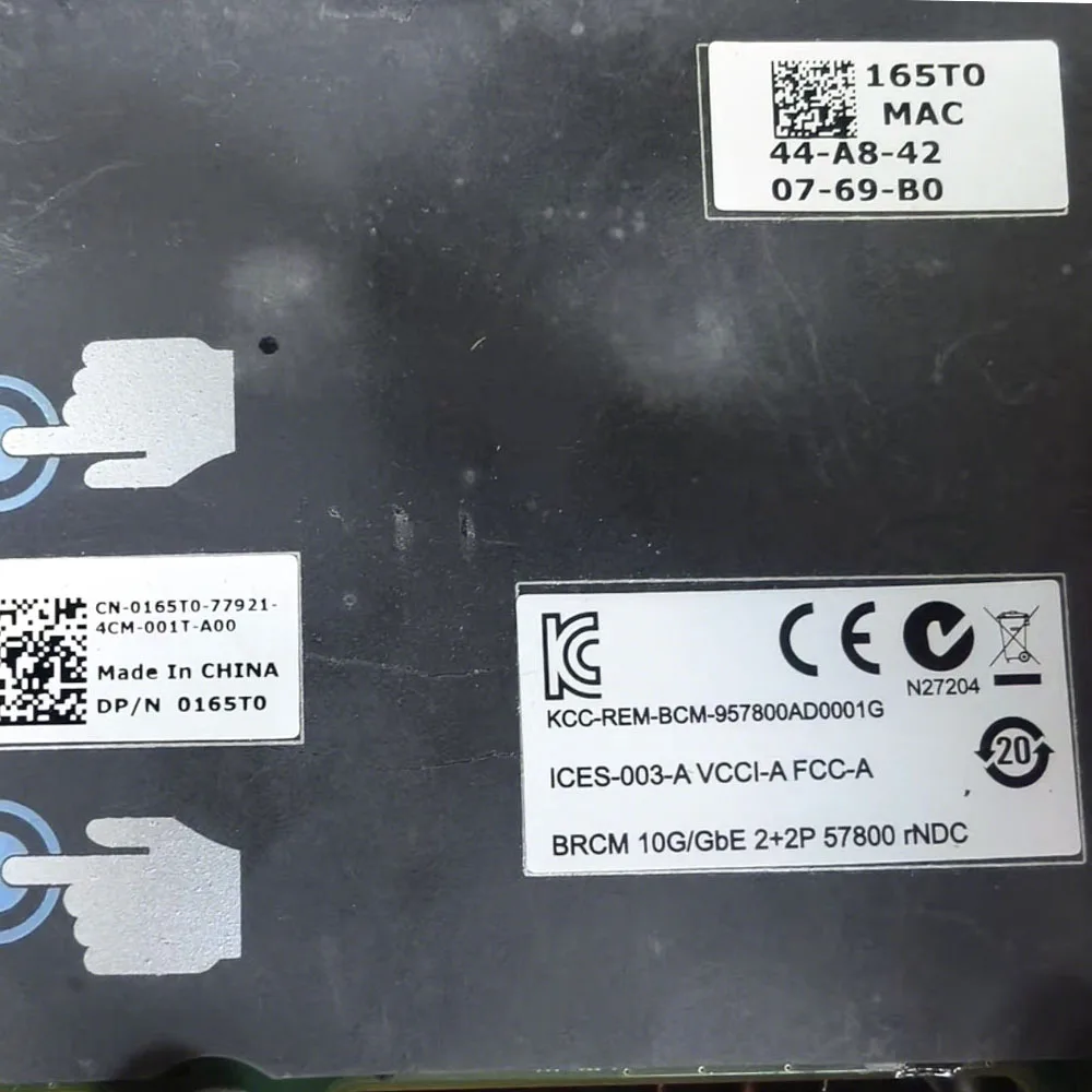 Original Network Card 0165T0 165T0 BCM57800S SFP+ 1G Electrical RJ45 +dual 10G Gigabit Optical Port for Dell R720 R730 Server