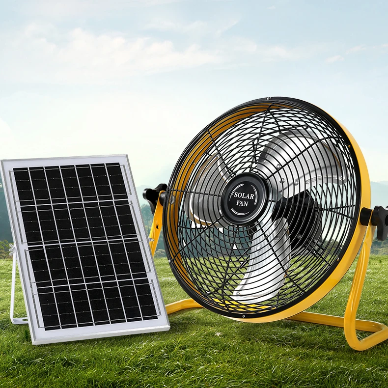 

16-Inch Portable Solar Panel Fan Rechargeable with 12-Speed Settings Aluminum Leaf Indoor/Outdoor Use for Pets