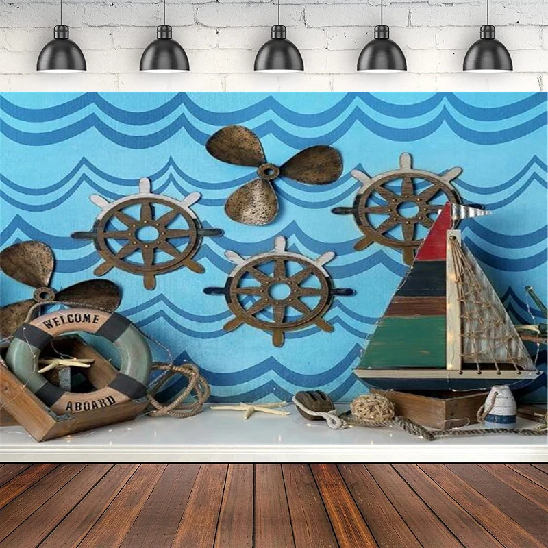 Photography Backdrop Children Boy Toy Ship Lifebuoy Hainan Airline Poster Photographic Background Banner For Photo Studio