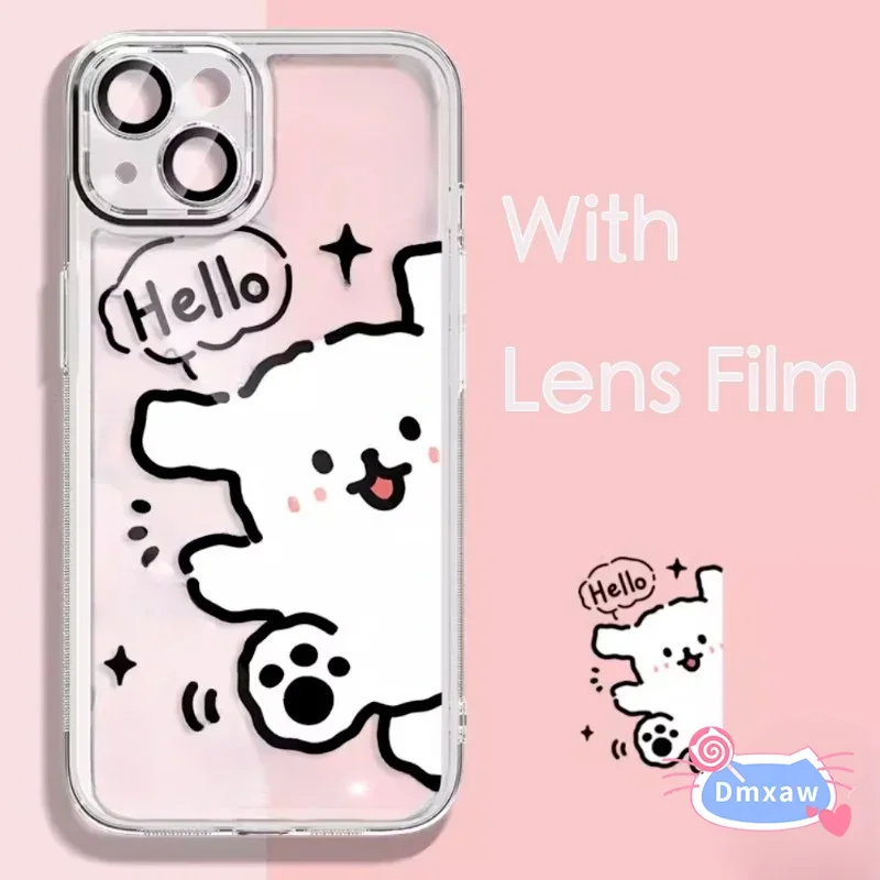 For iQOO Z9 Turbo Z9X Z8X Z8 Z7 Pro Z7X Z6 Z5X Z5 5G 4G Phone Case Cute Cartoon Dog Soft Casinguxury Transparency Cover