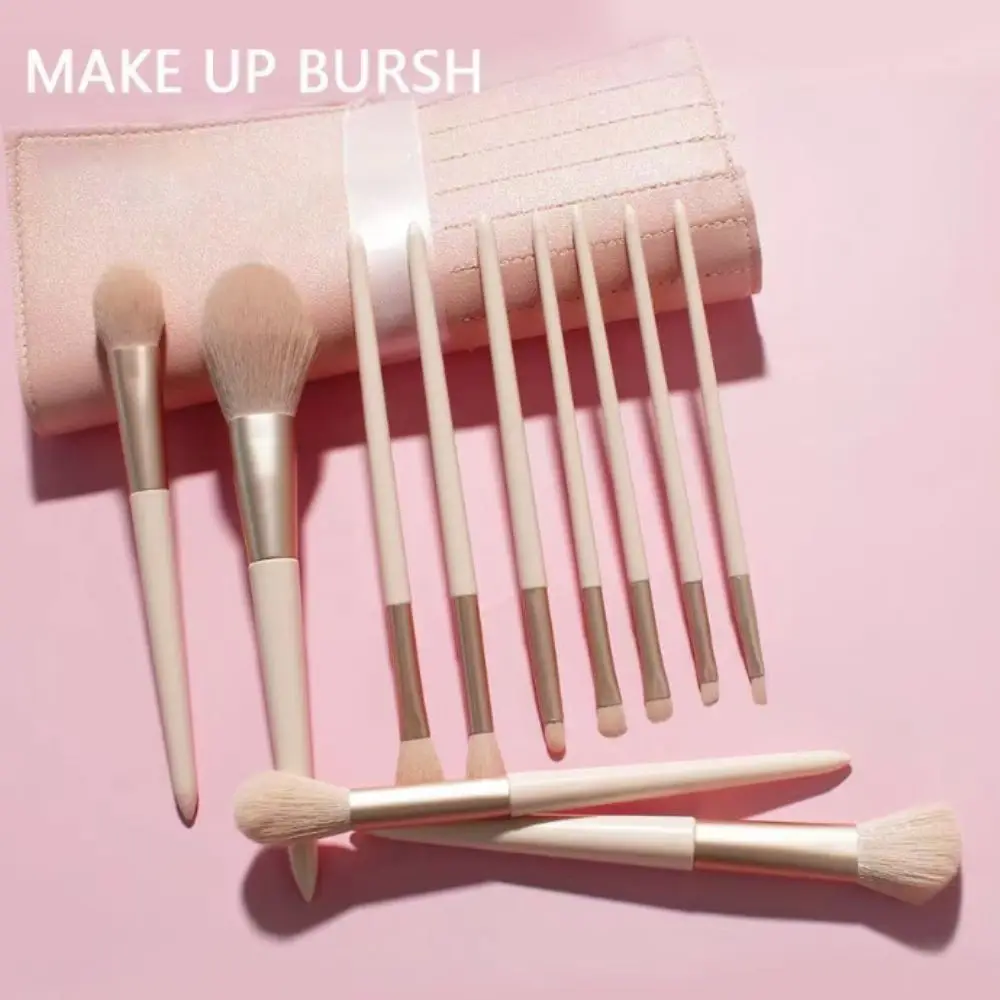 Juego de brochas de maquillaje de color rosa, 11 Uds. Con bolsa de almacenamiento, brocha de cerdas suaves, brocha profesional para base, mango de madera de alto rebote