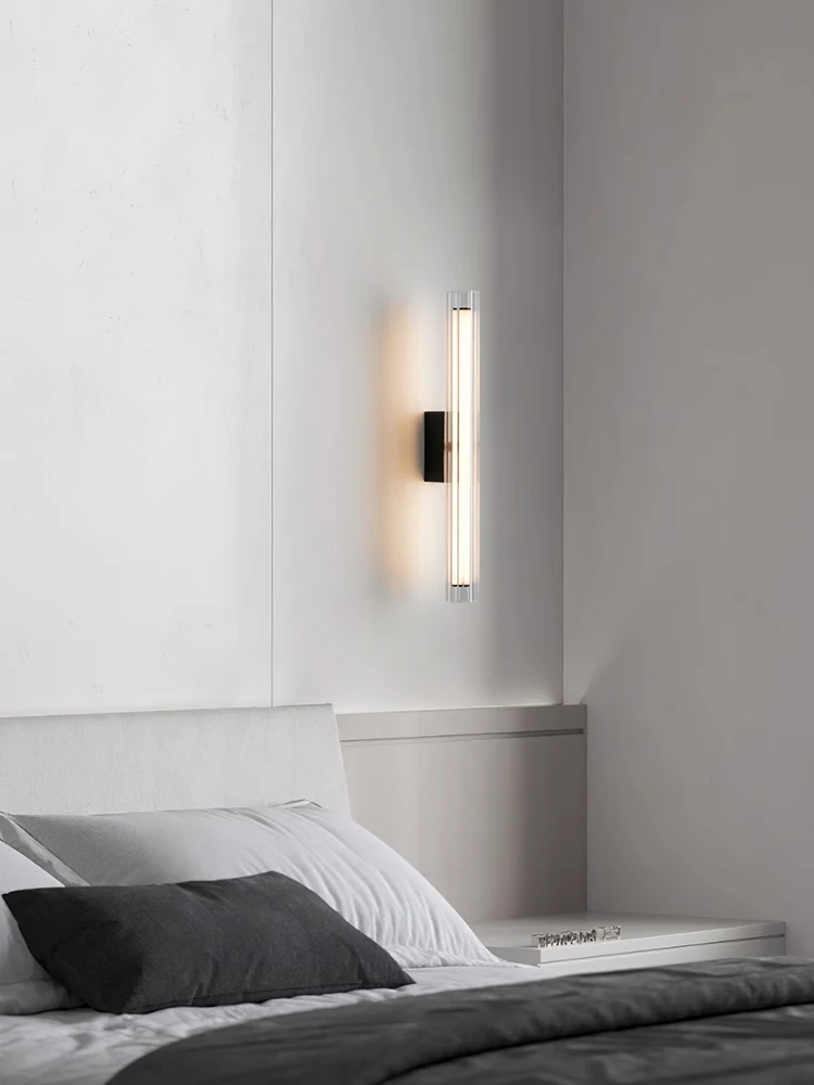 Italian minimalist glass bedside wall lamp, modern minimalist eye protection master bedroom wall lamp, bathroom lamp