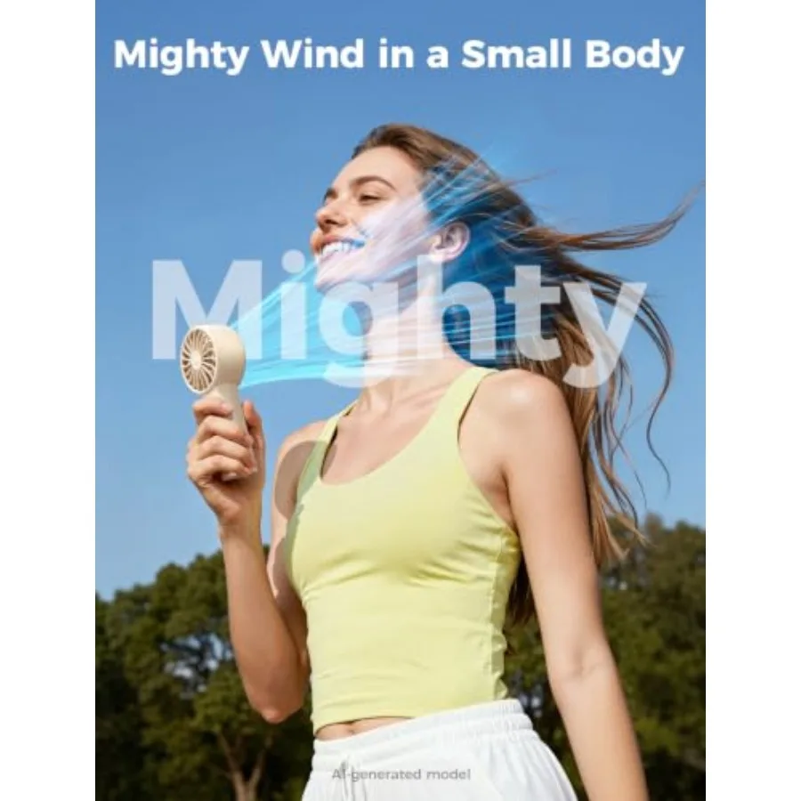 Mighty Portable Fan, Powerful Handheld Fan, USB Rechargeable [10H Max Cooling Time], Mini Personal Battery Powered, Pocket for