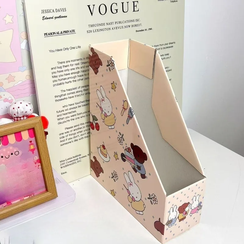 Cartoon Kawaii Bookend Storage Box Desktop Bookshelf Folder Girly Heart Student Dormitory Convenient Practical Good Looks Miffy view 3
