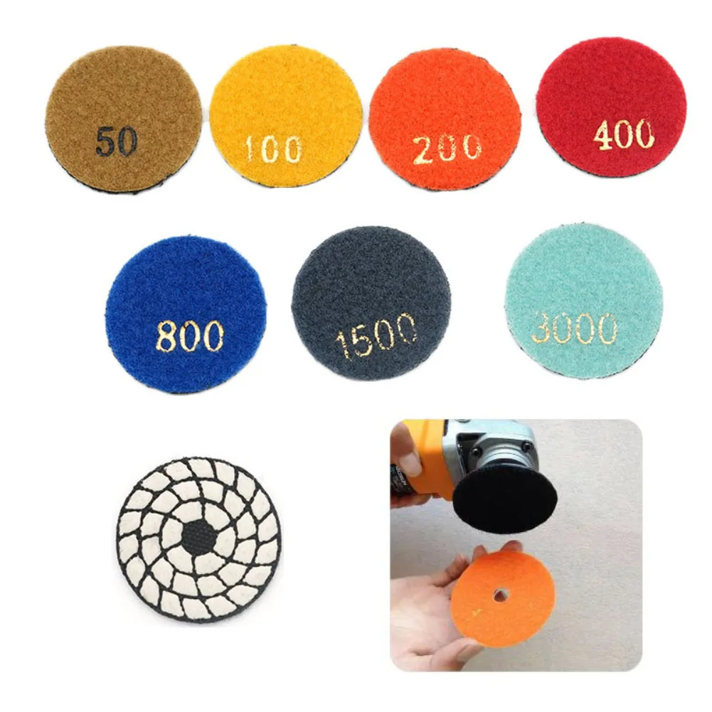 For Granite Marble Quartzite Stone Dry Polishing Pad 2 Inch 50mm for Sanding Disc Emery Resin Material Multiple Grits