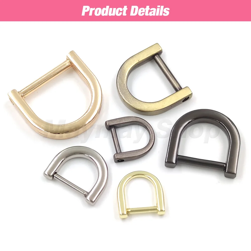 1pcs 10mm-20mm Metal D Ring Buckle Detachable Open Screw Shackle Clasp For Leather Craft Bag Strap Belt Handle Shoulder Webbing