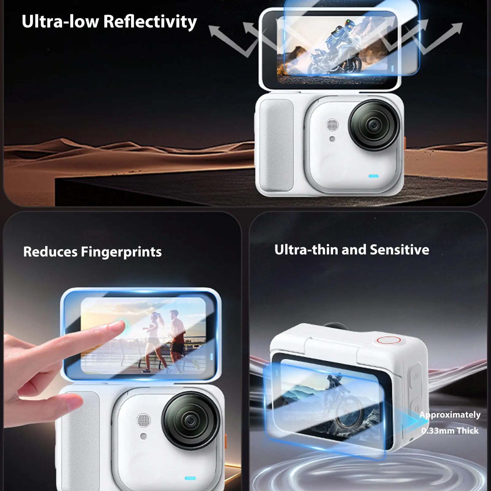 2 قطعة 9H المضادة للخدش طبقة رقيقة واقية كاميرا المضادة للبصمة حامي الشاشة ل Insta 360 الذهاب الترا الزجاج المقسى فيلم