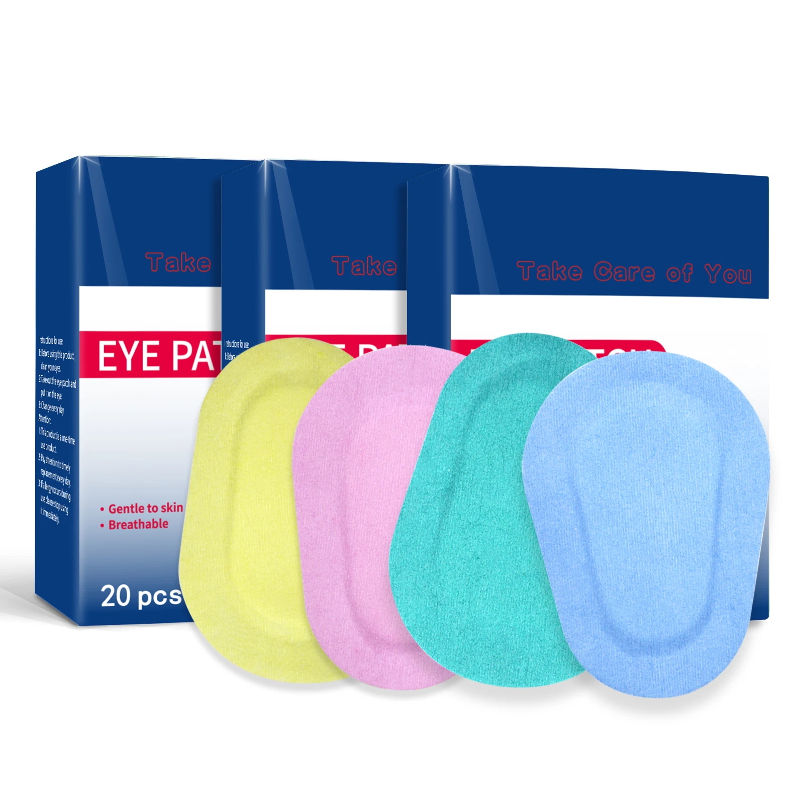 60PCs/3Boxes Colorful Breathable Eye Patch Band Eye Pad Adhesive Bandages Aid Medical Sterile Eye Patches Home First Aid Kit