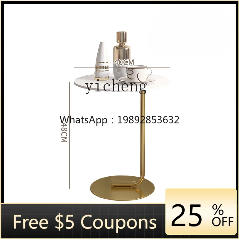 

ZZ Light Luxury Creative Sofa Side Table, Home Office Rock Panel Small Round Table, Simple Living Room Tea Table