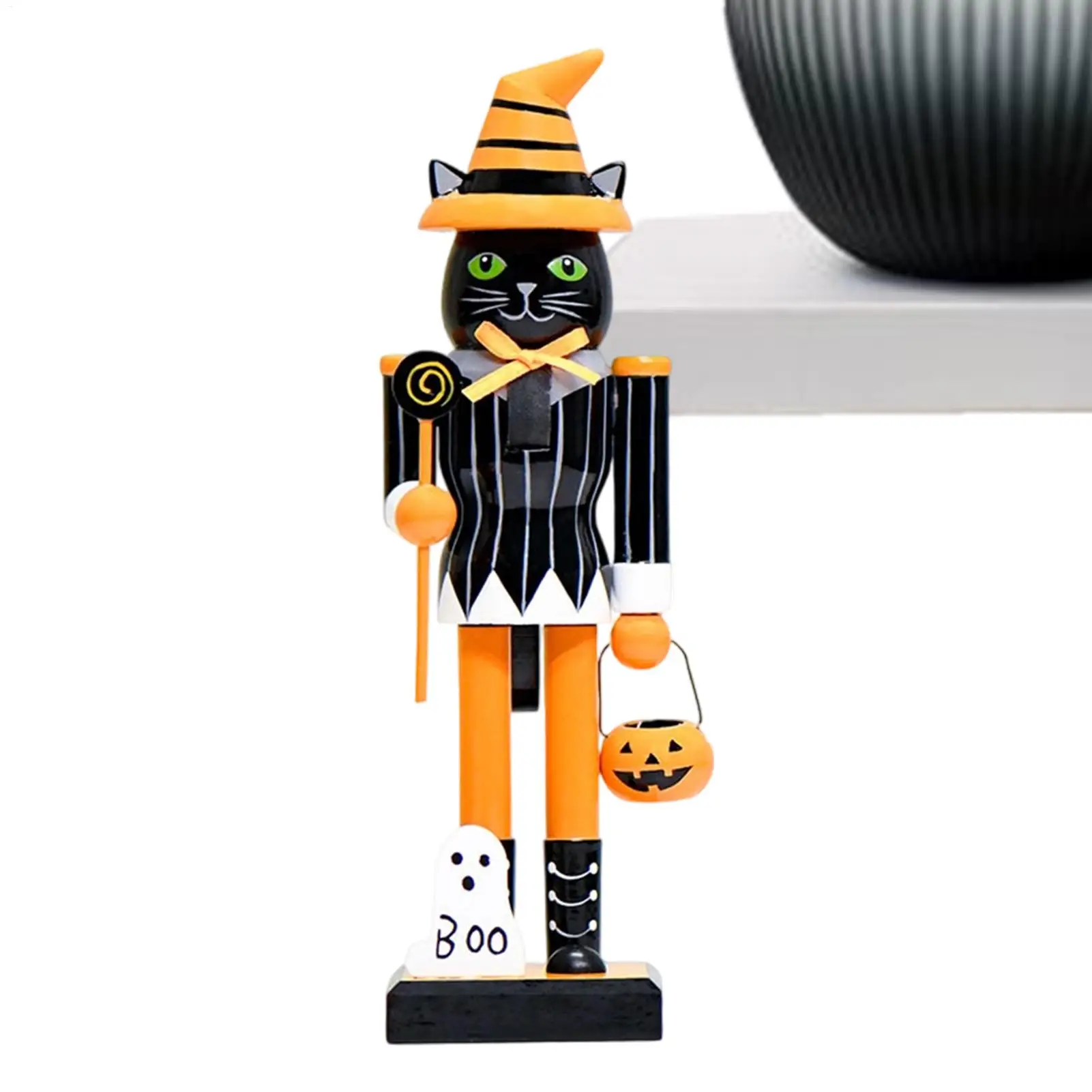 Halloween Wooden Nutcracker Holiday Decor Skeleton Pumpkin Nutcracker Halloween Figurine For Home Display