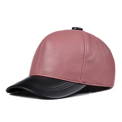 New Unisex Real Leather Red Baseball Caps Sheepskin Casual Men Youth Duck Tongue Warm Hats Hip Pop Bonnet Femme Golf Sports