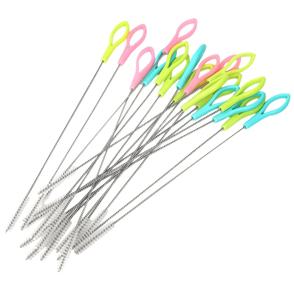 50Pcs Nylon Tip Stainless Straw Brush Lightweight Elastic Tube Cleaner for Drinking Straws Bottles Baby Bottles and Wide Neck