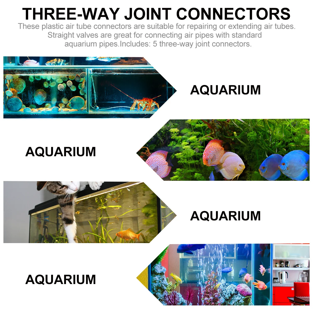 

5Pcs 3 -Junction Joint Plastic Pipe Connector for Aquarium Air Tube Connecting and Extending High Accuracy Fittings