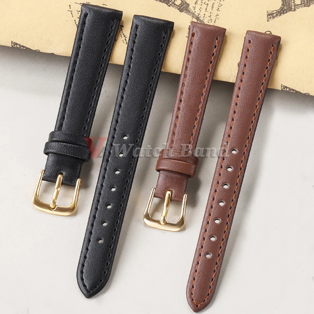 PU Strap Watchband Black Brown 8mm 10mm 12mm 14mm 16mm 18mm 20mm 22mm 24mm Wrist Strap Gold Buckle Relogio Masculino Accessories