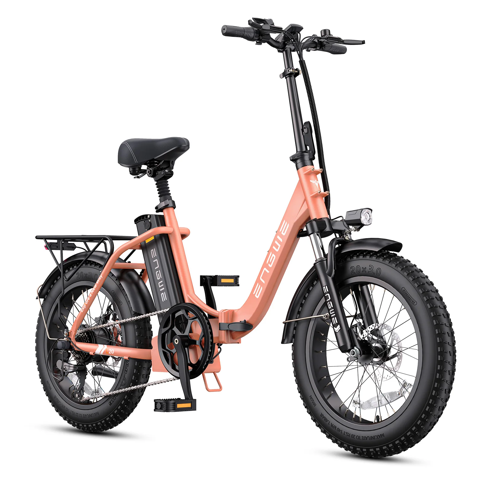 ENGWE 750W Foldable Electric Bike for Adults L20 2.0 20"×3.0 Fat Tire E‑bike Dual Suspension 52V13Ah Removable Battery 68Miles Max Range Shimano 7 Speed All Terrain Electric Bicycle image 4